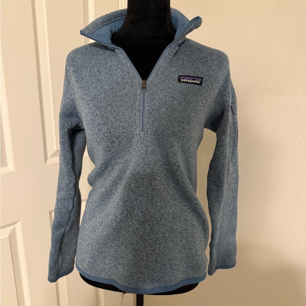 Patagonia Women's Heathered Slate-Blue Half-Zip Turtleneck - Better Sweater